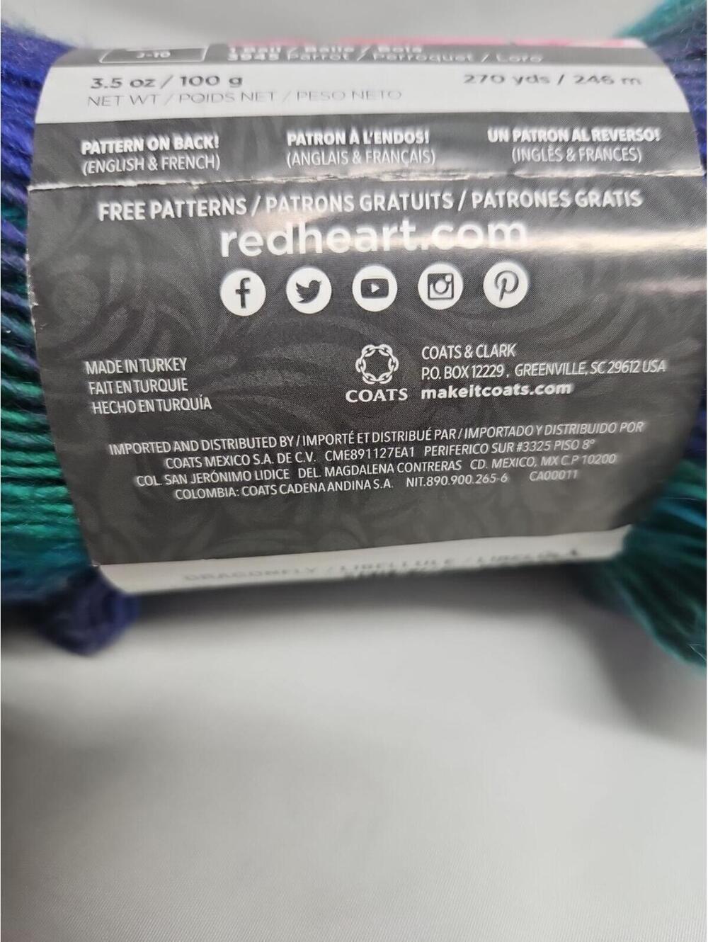 2 Red Heart Unforgettable Yarn Dragonfly 3.5oz Purple Blue Teal Ombre New - Picture 5 of 8
